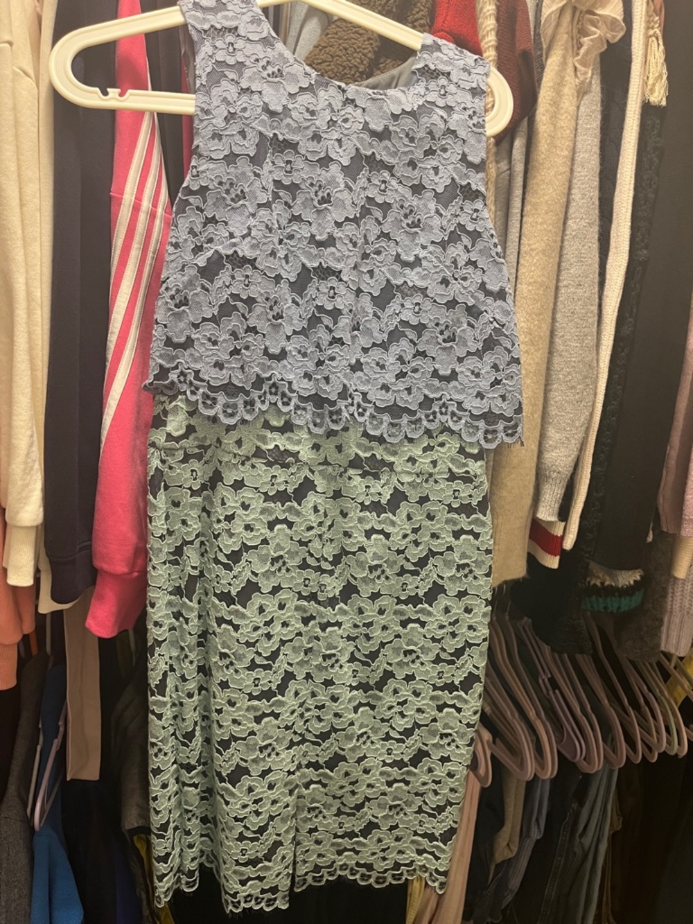 Topshop Blue and Mint Lace Midi Dress